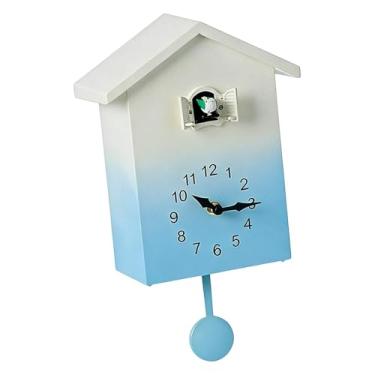 Imagem de WeiLaiKeQi Relógio de parede decorativo com grandes números arábicos, silencioso, para sala de estar, escola, café, bar, casa e quarto infantil, Azul