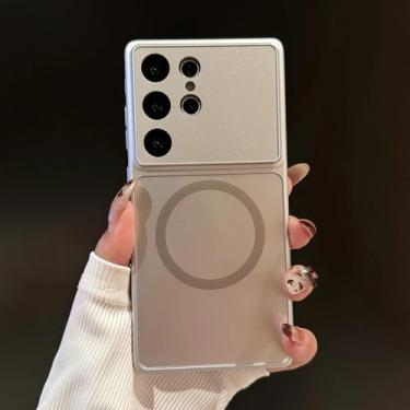 Imagem de Capa de carregamento sem fio para Samsung Galaxy S26 S25 S24 S25 Ultra, capa rígida à prova de choque (para Samsung S26 Ultra/Prata)