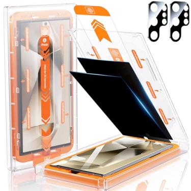 Imagem de MRGLAS 2 + 2 pacotes para Samsung Galaxy S24 Protetor de tela ultra privacidade de 6,8 polegadas com protetor de lente de câmera [remoção automática de poeira] vidro temperado 9H [proteção militar 10x