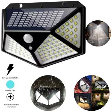 Imagem de Luminária Solar Luz 100 Led Sensor Jardim Prova D`Água Cor