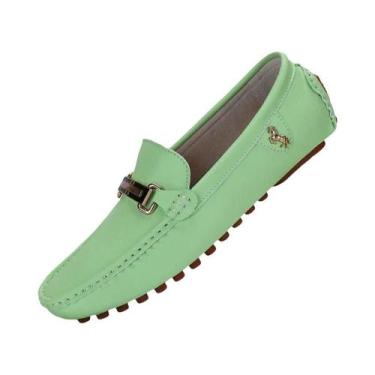 Imagem de Mocassins Masculinos De Couro PU Branco, Slip-On, Feitos À Mão, Casuai