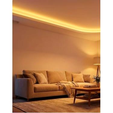 Imagem de Fita LED COB 5m 12V — 480 LEDs/m, 16W/m, Corte Livre, Luz Contínua sem Pontos, Branco Quente 3000K — Uso Interno