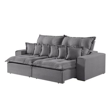 Imagem de Sofá 4 Lugares Retrátil E Reclinável Linho M-144 Martins Cinza