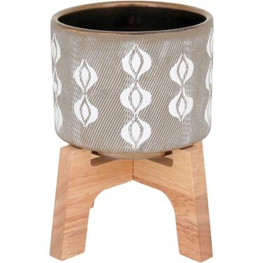 Imagem de Adin Cachepô 19X17X17Cm Cerâmica Cinza Com Suporte