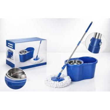 Imagem de Mop Balde Esfregão Giratório com Alça 8L + Refil Microfibra, Cabo Ajustável 130cm – Cores Sortidas