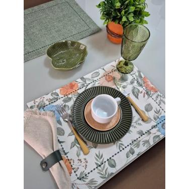 Imagem de Jogo Americano Dupla Face (kit de 6 lugares) Tecido Impermeável Floratta + 6 Porta Guardanapos | Mesa Posta