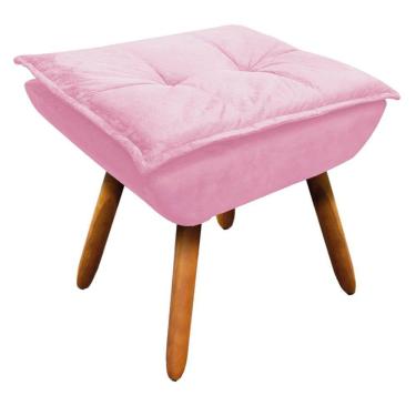 Imagem de Puff Opala Suede Rosa Bebê Pés Palito Castanho D´rossi