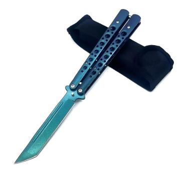 Imagem de Canivete Aço Inox Corte Fio Fade Verde Roxo Bsl-6 Butterfly