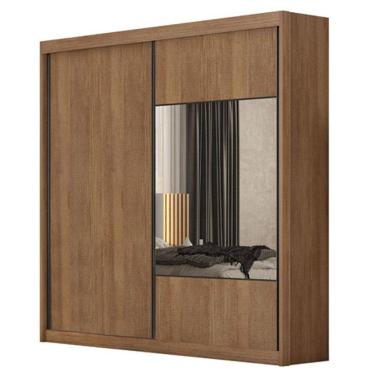 Imagem de Guarda Roupa Casal Sienna 2 Portas 4 Gavetas Cumaru 23 Com Espelho - Novo Horizonte