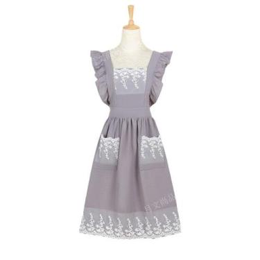 Imagem de Avental estilo princesa coreano com poliéster bordado de renda - Yiwei