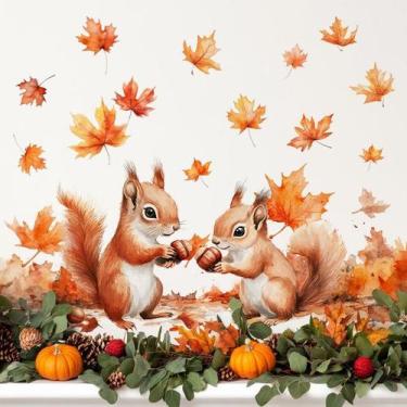 Imagem de Adesivos de parede Cute Squirrel and Autumn Design 60x30cm PVC - yiwei