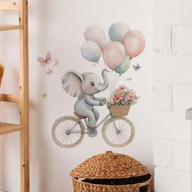 Imagem de Adesivo de parede Cartoon Elephant Decalque removível em PVC 40x60cm -
