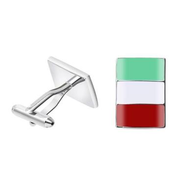 Imagem de Abotoaduras, bandeira italiana para homens, design tricolor em esmalte