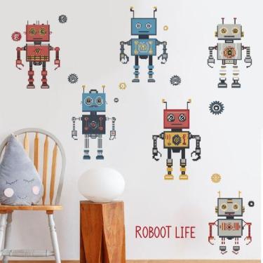 Imagem de Adesivos de parede Cartoon Robot PVC autoadesivos 96x86cm - yiweisai