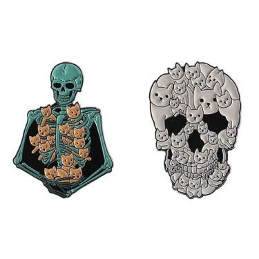Imagem de Alfinetes de broche Cute Cat Skull Design, emblema de liga leve - yiwe