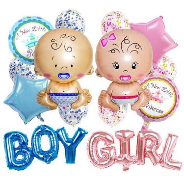 Imagem de Conjunto de balões de chá de bebê, 19 peças, revelação de gênero para 