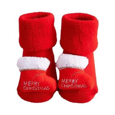 Imagem de Meias De Bebê Recém-Nascido E Infantil De Natal Com Papai Noel, Boneco