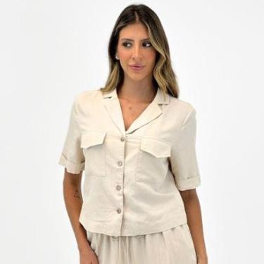 Imagem de Camisa Mamô Cropped em Tecido Manga curta Feminina-Feminino
