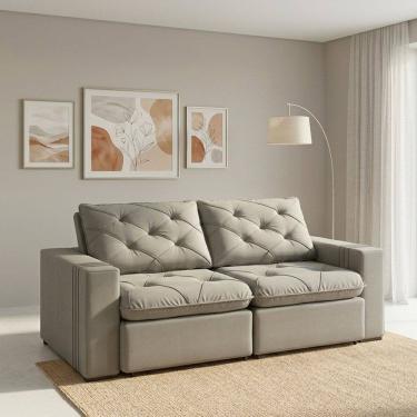 Imagem de Sofá Retrátil e Reclinável 2 Lugares Bipartido 250cm Veraguas Espresso Móveis Veludo Cappuccino