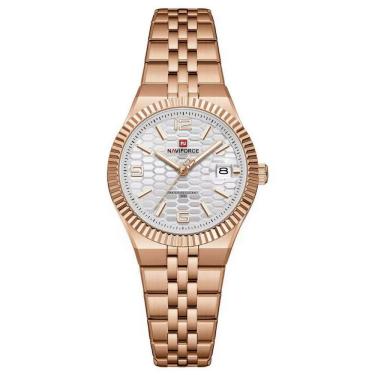 Imagem de Relógio de Pulso de Quartzo Feminino com Bracelete em Aço A Prova d`Água