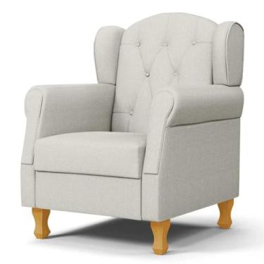 Imagem de Poltrona de Amamentação com Pés de Madeira Letícia Linho Off White - P