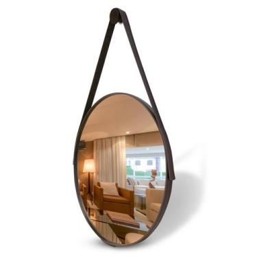 Imagem de Espelho Redondo Adnet Eddias Decorativo Couro 60cm 50cm 40cm 30cm Sala