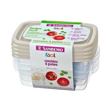 Imagem de Conjunto 4 Potes Cinza Plástico Sanremo 280ML