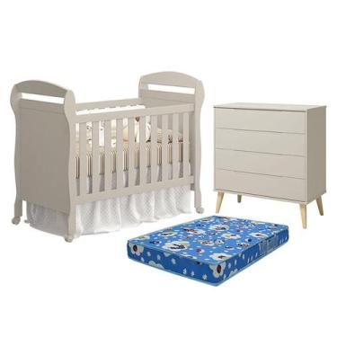 Imagem de Berço Americano Danny com Colchão Ortobom e Cômoda Gaveteiro Elfe Retr