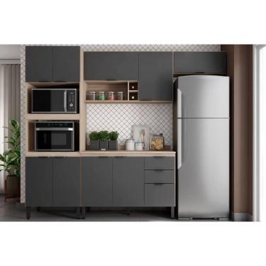 Imagem de Cozinha Completa Firenze C4P251 10 Portas 2 Gavetas Madeira 120CM Avena-grafito com Balcão e Paneleiro