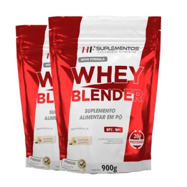 Imagem de 2x whey blender concentrado baunilha 900g hf suplementos