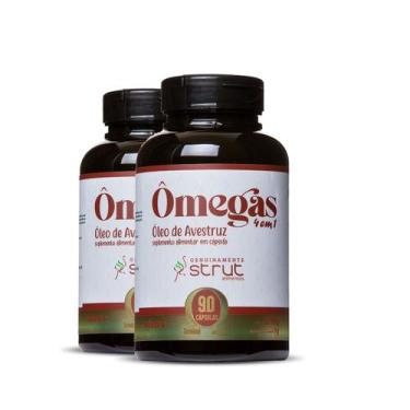Imagem de 2x oleo de avestruz 90caps 1.000mg  strut omega 3 6 7 9 - Genuinamente