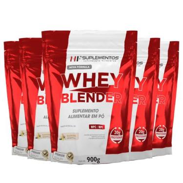 Imagem de 5x whey blender concentrado baunilha 900g hf suplementos