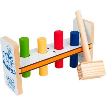 Imagem de Brinquedo Pedagogico Madeira Bate Martelo 5 Pecas - Carlu