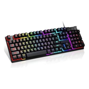 Imagem de Teclado Gamer Evolut Rgb com fio Aitek Rainbow Semi-mecânico Preto