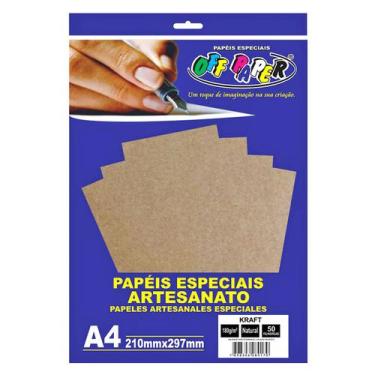 Imagem de Papel Kraft 180g A4 Pardo Natural Rústico e Elegante Off Paper Pacote 