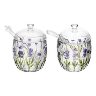 Imagem de Conjunto Açucareiro E Meleira Lavanda Hand Painting Cristal Lyor - Roj