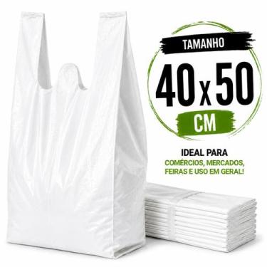Imagem de 3 kg sacola branca plastica reciclada reforçada resistente tamanho:40x