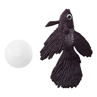 Imagem de HEEPDD Decorações para aquários, peixes falsos de aquário engraçados de silicone artificial Betta Ornamento de material de silicone para aquário de água doce e água salgada (peixe betta marrom)