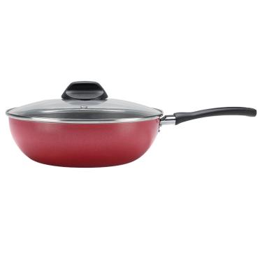 Imagem de Wok com Tampa Brinox Garlic Vermelho Antiaderente - 24cm