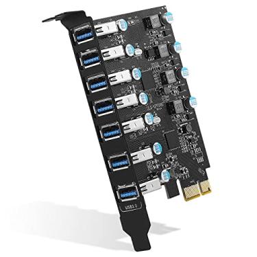 Imagem de Sinefine Placa de expansão PCI-E para USB 3.0 7 portas (7X USB-A), cartão de adição PCI Express USB, conversor de hub USB 3 interno para placa host de PC desktop compatível com Windows 10/8/7/XP e Mac