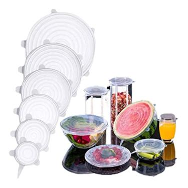 Imagem de Kit com 6 Tampas Lotteli Elásticas de Silicone Reutilizáveis Para Tigela, Copo, Panela, Prato, Tampas De Silicone Flexíveis, Envoltório de Alimentos Aplicam-se a Todos os Tipos de Recipientes