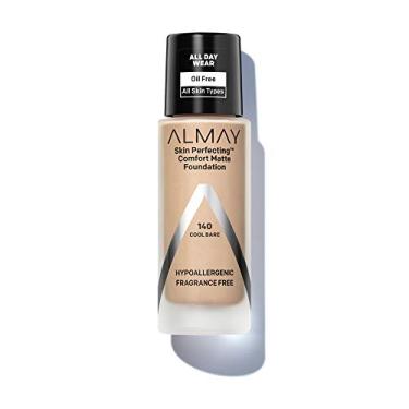 Imagem de Almay Maquiagem líquida Skin Perfecting Comfort Matte Base, hipoalergênica, sem crueldade e sem fragrância, testada por dermatologistas, 140 Cool Bare, 30 ml