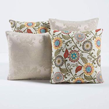 Imagem de Kit c/ 4 Almofadas Cheias Decorativas Floral Palha 04 Peças c/Refil