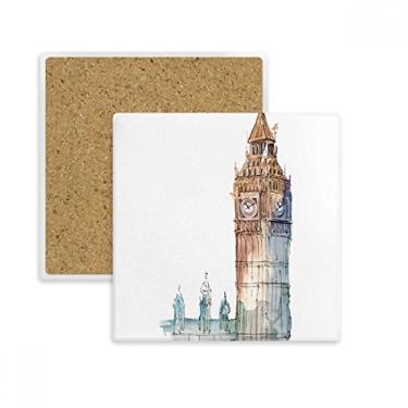 Imagem de Porta-copos quadrado Big Ben na Grã-Bretanha, suporte de subplaca para caneca