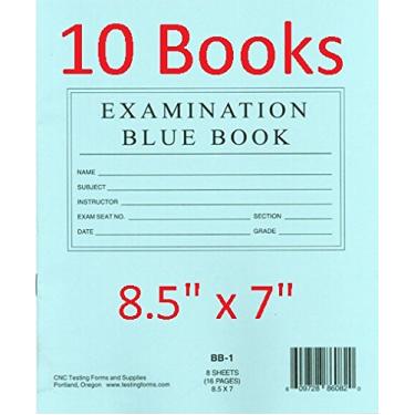 Imagem de TestingForms.com Examination Blue Book 8 folhas 16 páginas, 8.5"x7", 10 Pack