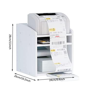 Imagem de KIZQYN Suporte de impressora 3 níveis Suportes de impressora com armazenamento de casa e escritório Suporte de impressora de mesa para impressoras, scanner de máquina de fax, material de escritório, impressora de mesa