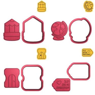 Imagem de Kit 4 Cortadores Lápis Mapa Apontador Professores - DOCE IMPRESSO, 6,5