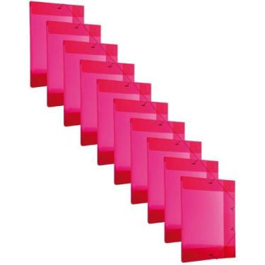 Imagem de Kit 10 Pastas Aba Elástico Ofício Lombo 20mm Vermelho Dello