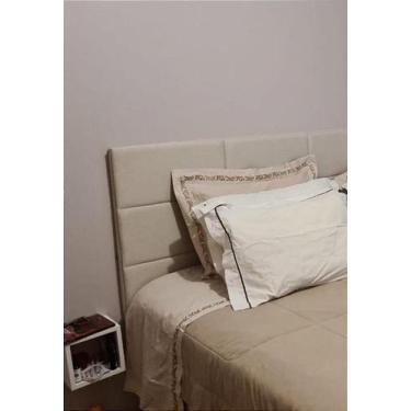 Imagem de Cabeceira Estofada Casal 12 Blocos Não é Segredo Linho Cru 140x90