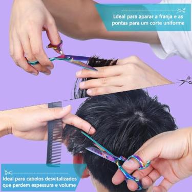 Imagem de Kit Tesoura Cabelo Profissional, Kit Barbeiro, Tesoura Profissional Cabeleireiro, Tesoura De Cabelo, Tesoura De Cortar Cabelo, Tesoura Para Cortar Cabelo, Tesoura Barba (Prateado)